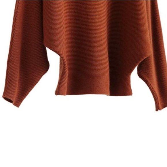 Boat Neck Batwing Sleeve Knitted Sweater - Picture 3 of 6